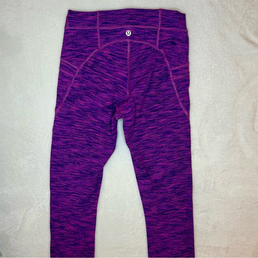 LULULEMON Free Throw Crop Leggings, Women’s Size 4, Space Dye Violet Diamond Jac